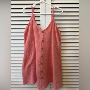 Pink Button-Down Tank Top